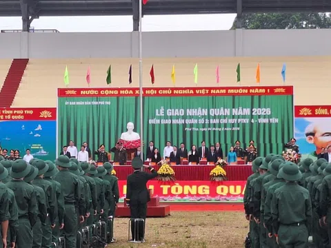 Phú Thọ: Công an xã Lập Thạch bảo đảm ANTT lễ giao, nhận quân năm 2026
