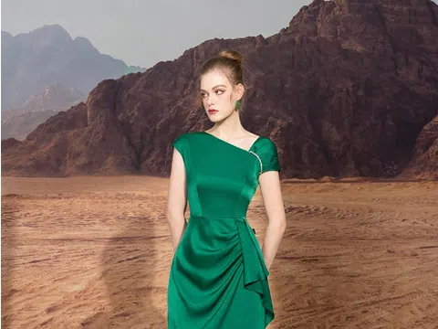 Mẫu đầm tiệc với tone màu xanh sang trọng